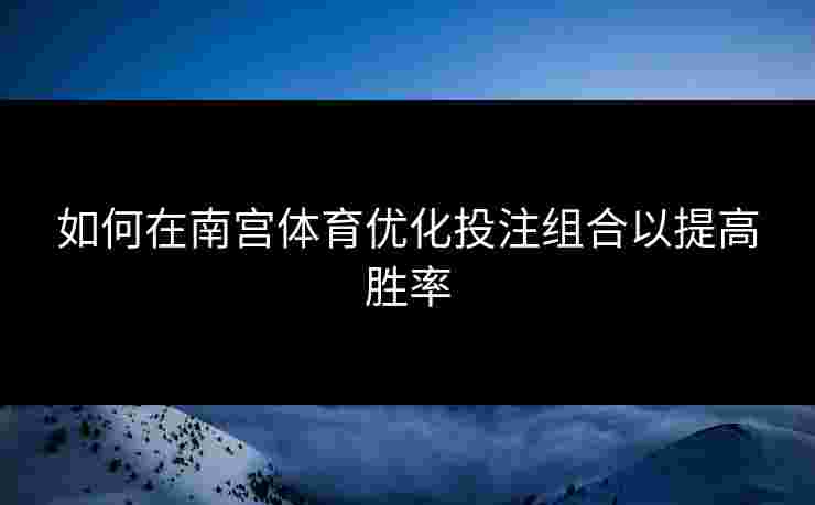 如何在南宫体育优化投注组合以提高胜率