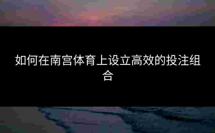 如何在南宫体育上设立高效的投注组合